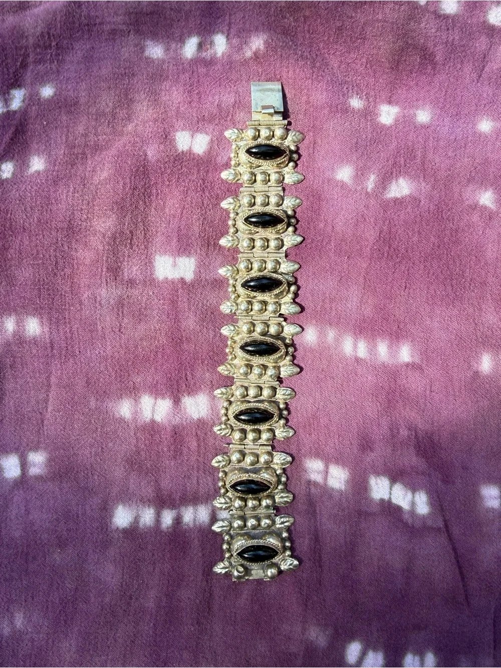 Vintage Taxco onyx 925 silver bracelet